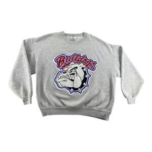 Vintage Bulldogs Graphic Sweatshirt Gray Jerzees Size L USA Made 90s Style